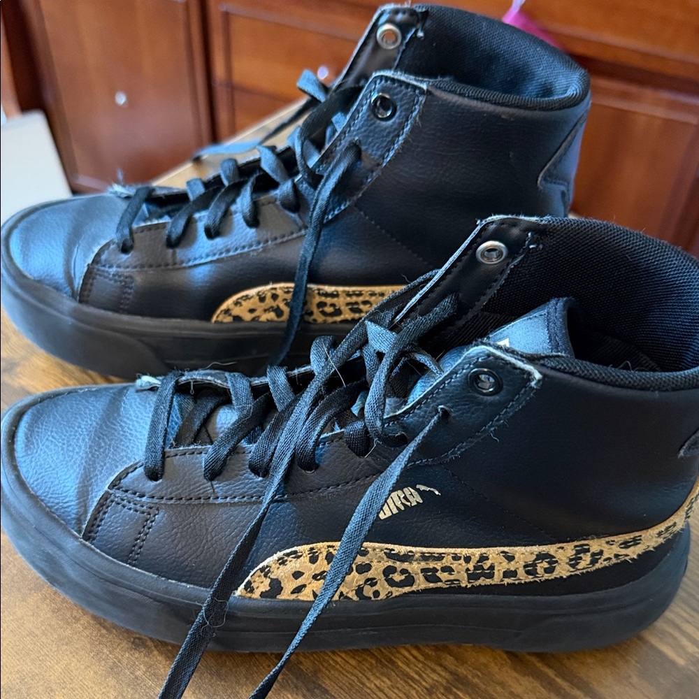 Puma Black Sneakers with Animal Print Accent